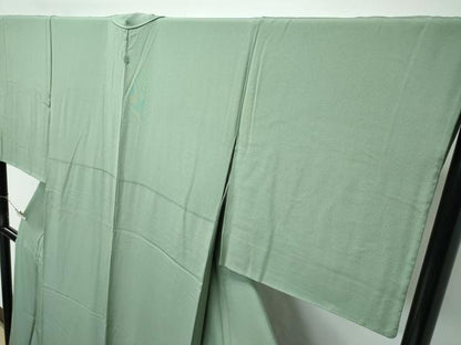平和屋着物●極上　色無地　山葵色　逸品　CZAA5273s6