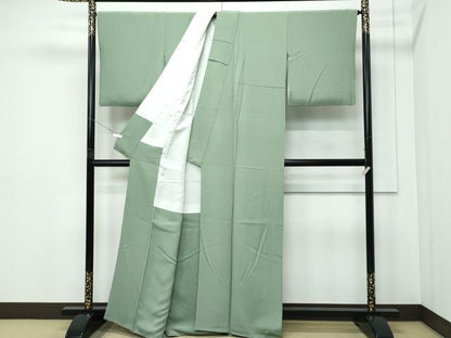 平和屋着物●極上　色無地　山葵色　逸品　CZAA5273s6