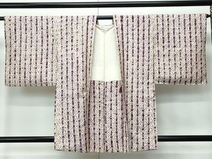 平和屋着物∞極上　岩手の匠　草紫堂　南部絞り　紫根染　羽織　紬地　羽織紐付き　逸品　未使用　CZAA5275s6