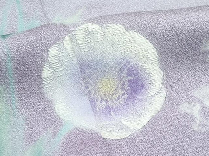 平和屋着物●極上　訪問着　刺繍　草花文　暈し染め　青磁色地　逸品　CZAA5276s6