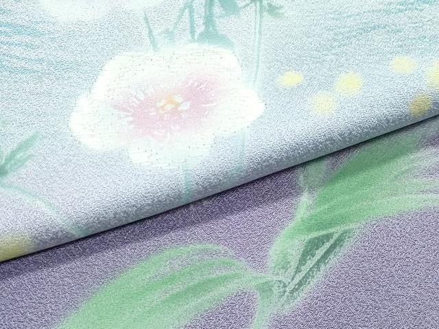 平和屋着物●極上　訪問着　刺繍　草花文　暈し染め　青磁色地　逸品　CZAA5276s6