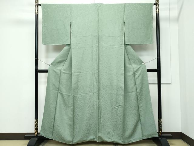 平和屋着物●極上　色無地　麹塵色　松竹梅草花地紋　逸品　未使用　CZAA5282s6