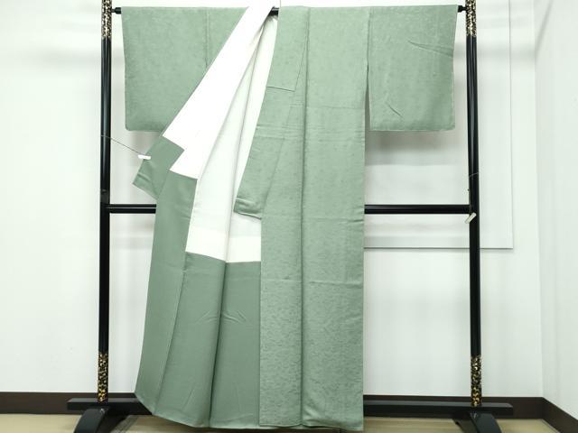 平和屋着物●極上　色無地　麹塵色　松竹梅草花地紋　逸品　未使用　CZAA5282s6