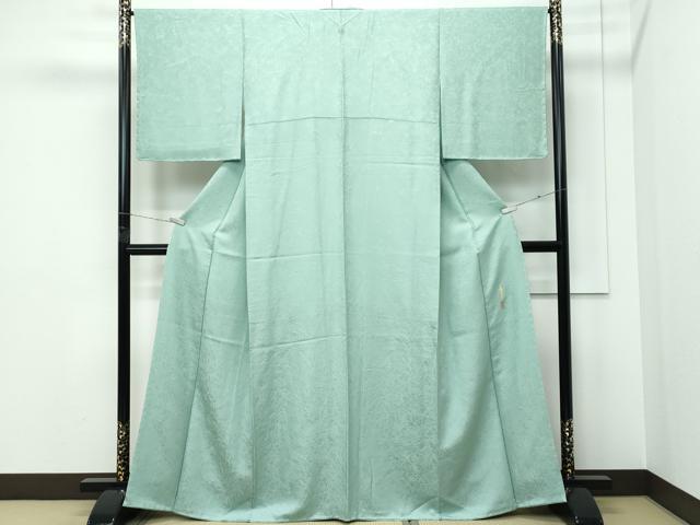 平和屋着物●極上　本草木染作家　瑞寶　色無地　山葵色　氷割地紋　鈴乃屋扱い　逸品　未使用　CZAA5283s6
