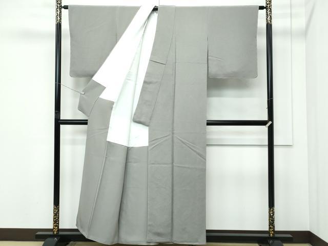 平和屋着物●極上　色無地　利休白茶色　鬼しぼ縮緬　逸品　未使用　CZAA5284s6