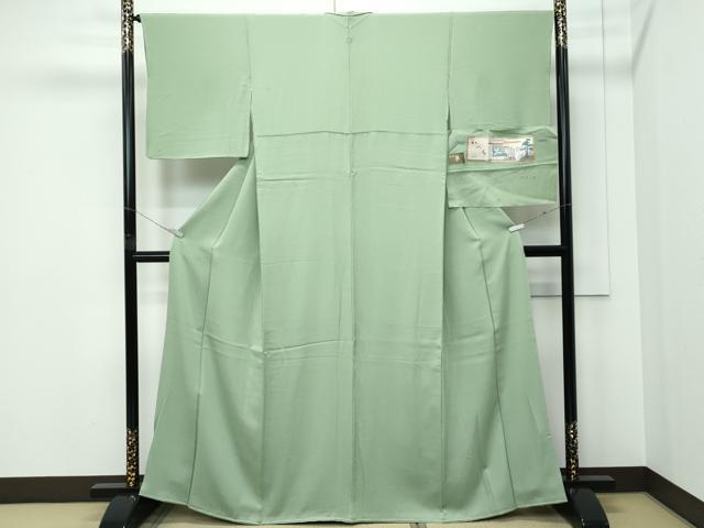 平和屋着物●極上　色無地　柳色　大和　かつら　反端付き　逸品　CZAA5285s6