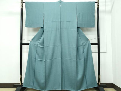 平和屋着物●極上　色無地　青鈍色　氷割地紋　逸品　未使用　CZAA5287s6