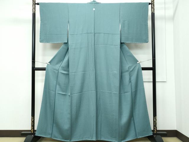 平和屋着物●極上　色無地　青鈍色　氷割地紋　逸品　未使用　CZAA5287s6