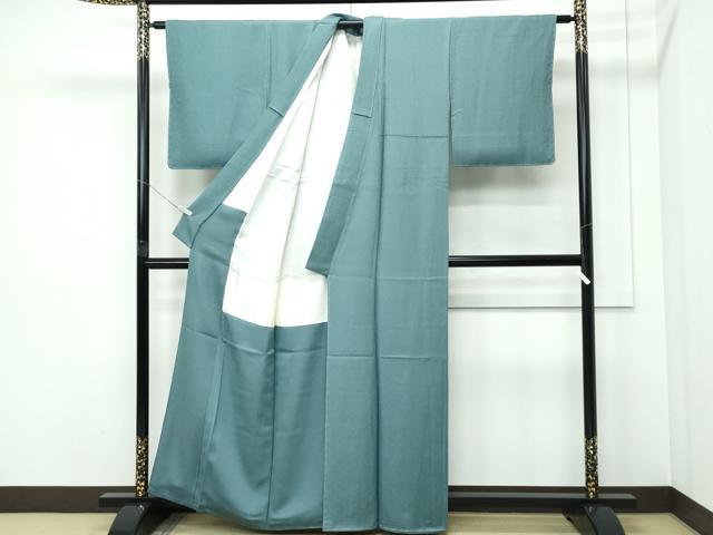 平和屋着物●極上　色無地　青鈍色　氷割地紋　逸品　未使用　CZAA5287s6