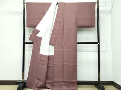 平和屋着物●極上　色無地　焦茶色　紗綾形地紋　逸品　CZAA5288s6