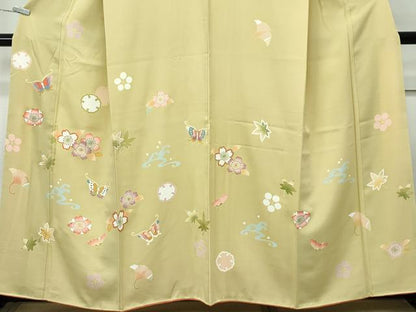 平和屋着物●極上　訪問着　立波花蝶文　金彩　木蘭色地　逸品　CZAA5295s6