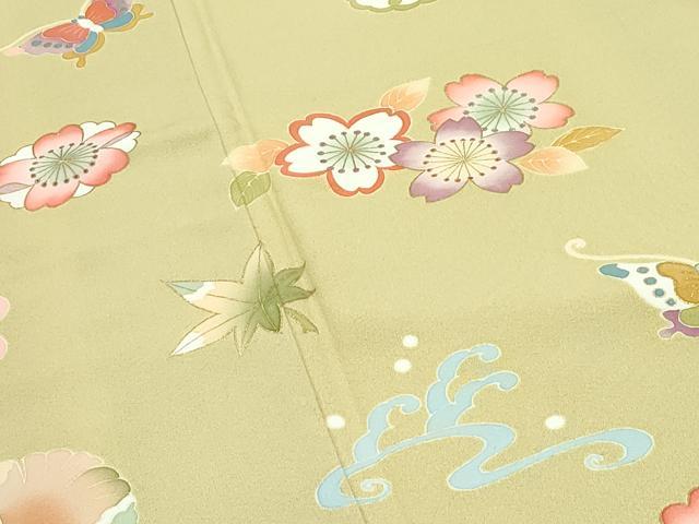 平和屋着物●極上　訪問着　立波花蝶文　金彩　木蘭色地　逸品　CZAA5295s6
