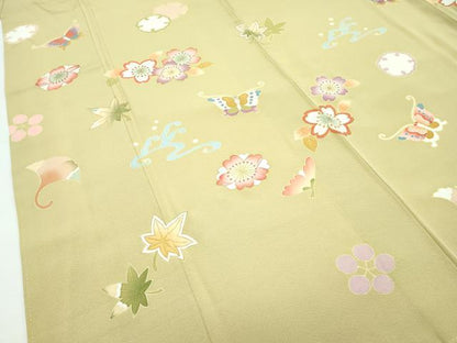 平和屋着物●極上　訪問着　立波花蝶文　金彩　木蘭色地　逸品　CZAA5295s6
