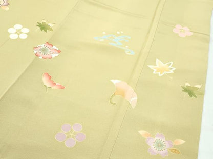 平和屋着物●極上　訪問着　立波花蝶文　金彩　木蘭色地　逸品　CZAA5295s6