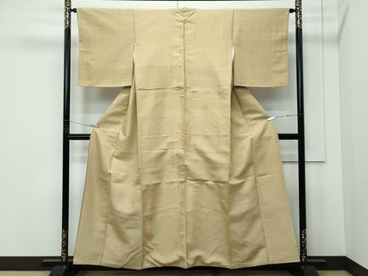 平和屋着物●極上　インド・アッサム　野蚕糸　手織　ムガシルク　色無地　榛色　逸品　CZAA5296s6