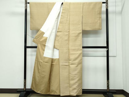 平和屋着物●極上　インド・アッサム　野蚕糸　手織　ムガシルク　色無地　榛色　逸品　CZAA5296s6