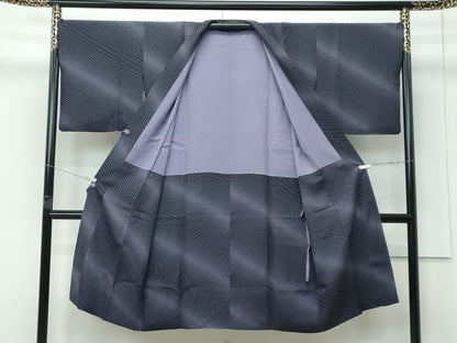 平和屋着物∞極上　世界的友禅作家　千地泰弘　道中着　斜線文　逸品　CZAA5298s6