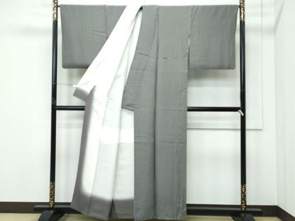 平和屋着物●極上　玉糸紬　江戸小紋　変り角通し　玉糸別織　坂東屋紬　黒地　反端付き　逸品　CZAA5303s6