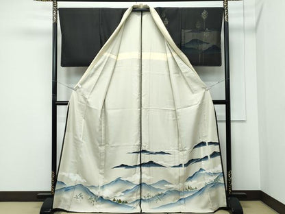 平和屋着物▽極上　訪問着　無双　紗袷　手描き　遠山樹林文　金彩　逸品　CZAA5304s6