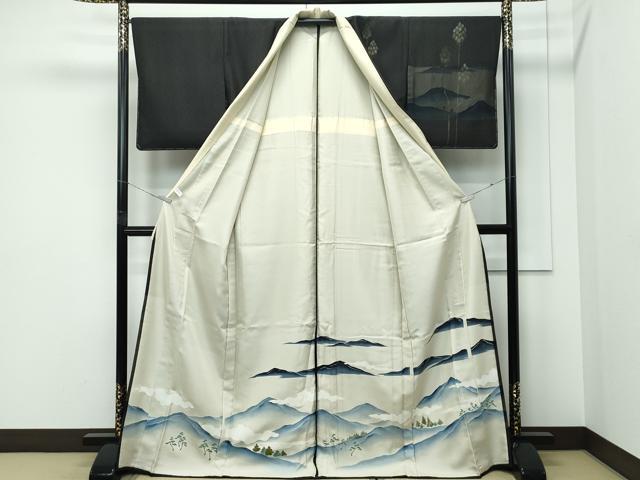 平和屋着物▽極上　訪問着　無双　紗袷　手描き　遠山樹林文　金彩　逸品　CZAA5304s6