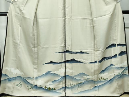 平和屋着物▽極上　訪問着　無双　紗袷　手描き　遠山樹林文　金彩　逸品　CZAA5304s6