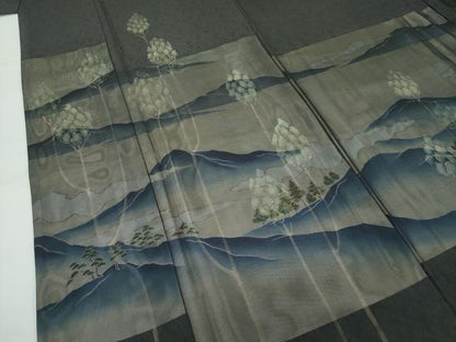 平和屋着物▽極上　訪問着　無双　紗袷　手描き　遠山樹林文　金彩　逸品　CZAA5304s6
