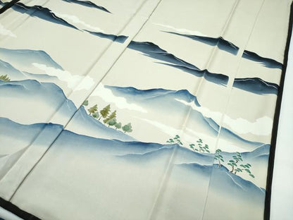 平和屋着物▽極上　訪問着　無双　紗袷　手描き　遠山樹林文　金彩　逸品　CZAA5304s6