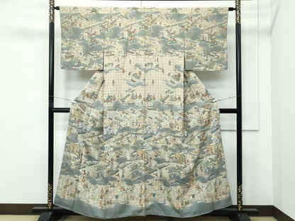 平和屋着物●極上　訪問着　中国三大刺繍　スワトウ刺繍　人物風景文　祇園祭　暈し染め　金糸　逸品　未使用　CZAA5305s6