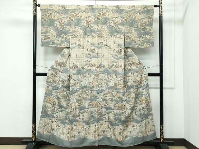 平和屋着物●極上　訪問着　中国三大刺繍　スワトウ刺繍　人物風景文　祇園祭　暈し染め　金糸　逸品　未使用　CZAA5305s6