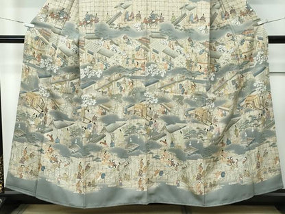 平和屋着物●極上　訪問着　中国三大刺繍　スワトウ刺繍　人物風景文　祇園祭　暈し染め　金糸　逸品　未使用　CZAA5305s6