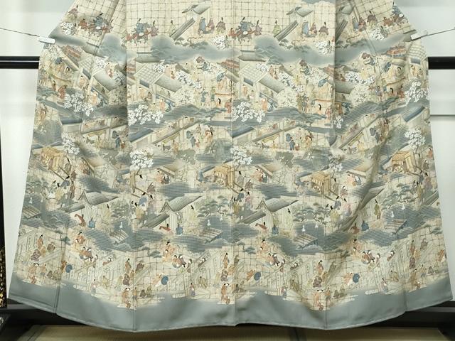 平和屋着物●極上　訪問着　中国三大刺繍　スワトウ刺繍　人物風景文　祇園祭　暈し染め　金糸　逸品　未使用　CZAA5305s6