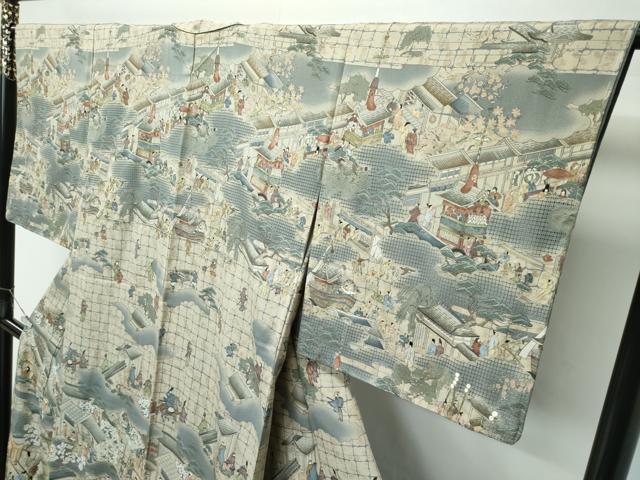 平和屋着物●極上　訪問着　中国三大刺繍　スワトウ刺繍　人物風景文　祇園祭　暈し染め　金糸　逸品　未使用　CZAA5305s6