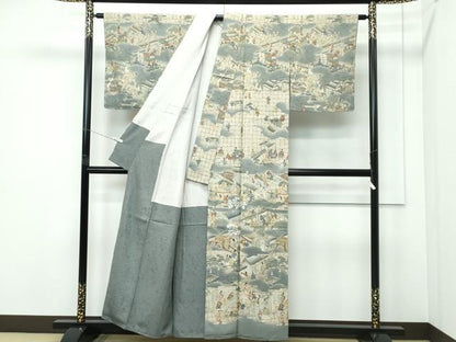 平和屋着物●極上　訪問着　中国三大刺繍　スワトウ刺繍　人物風景文　祇園祭　暈し染め　金糸　逸品　未使用　CZAA5305s6