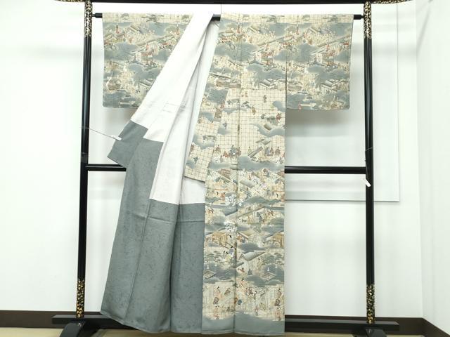 平和屋着物●極上　訪問着　中国三大刺繍　スワトウ刺繍　人物風景文　祇園祭　暈し染め　金糸　逸品　未使用　CZAA5305s6