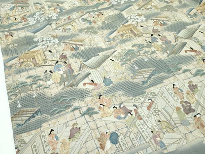 平和屋着物●極上　訪問着　中国三大刺繍　スワトウ刺繍　人物風景文　祇園祭　暈し染め　金糸　逸品　未使用　CZAA5305s6