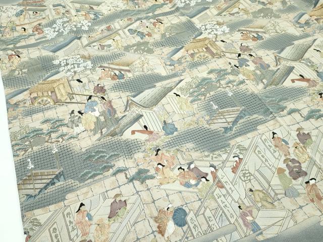 平和屋着物●極上　訪問着　中国三大刺繍　スワトウ刺繍　人物風景文　祇園祭　暈し染め　金糸　逸品　未使用　CZAA5305s6