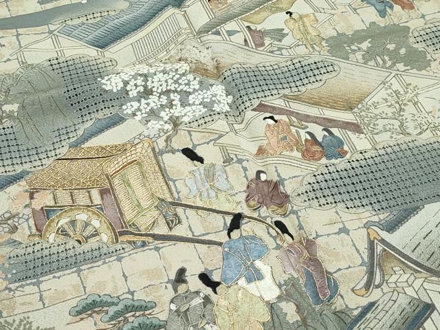 平和屋着物●極上　訪問着　中国三大刺繍　スワトウ刺繍　人物風景文　祇園祭　暈し染め　金糸　逸品　未使用　CZAA5305s6