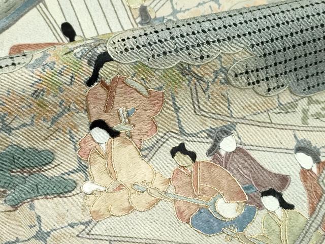平和屋着物●極上　訪問着　中国三大刺繍　スワトウ刺繍　人物風景文　祇園祭　暈し染め　金糸　逸品　未使用　CZAA5305s6