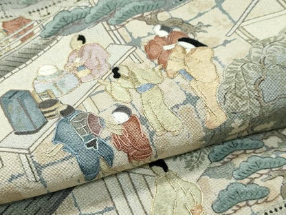 平和屋着物●極上　訪問着　中国三大刺繍　スワトウ刺繍　人物風景文　祇園祭　暈し染め　金糸　逸品　未使用　CZAA5305s6