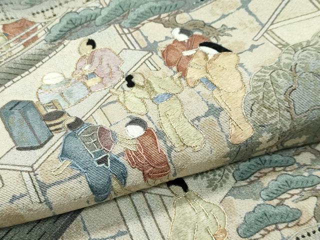 平和屋着物●極上　訪問着　中国三大刺繍　スワトウ刺繍　人物風景文　祇園祭　暈し染め　金糸　逸品　未使用　CZAA5305s6