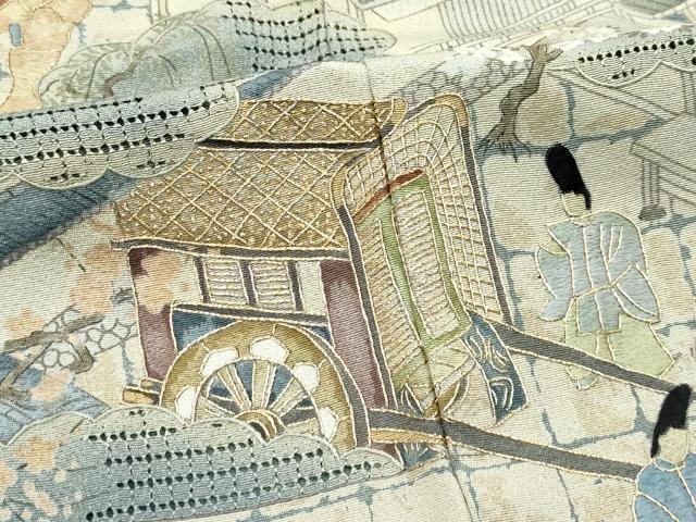 平和屋着物●極上　訪問着　中国三大刺繍　スワトウ刺繍　人物風景文　祇園祭　暈し染め　金糸　逸品　未使用　CZAA5305s6