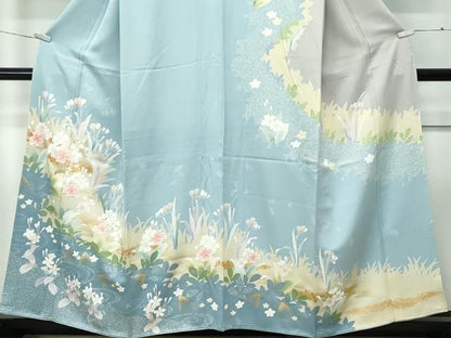 平和屋着物●極上　訪問着　草花文　たたき染め　金彩　逸品　未使用　CZAA5306s6