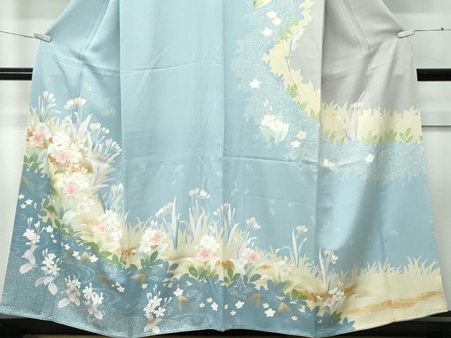 平和屋着物●極上　訪問着　草花文　たたき染め　金彩　逸品　未使用　CZAA5306s6