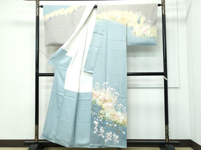 平和屋着物●極上　訪問着　草花文　たたき染め　金彩　逸品　未使用　CZAA5306s6
