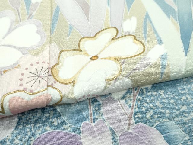 平和屋着物●極上　訪問着　草花文　たたき染め　金彩　逸品　未使用　CZAA5306s6