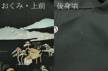 平和屋着物●極上　野口彦太郎　大彦三代目　江戸染繍友禅　黒留袖　刺繍　人物風景文　菌s　高島屋扱い　逸品　CZAA5311s6