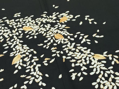 平和屋本店●極上　朝丘雪路　訪問着　駒刺繍　舞花弁　黒地　金彩　逸品　CZAA5312s6
