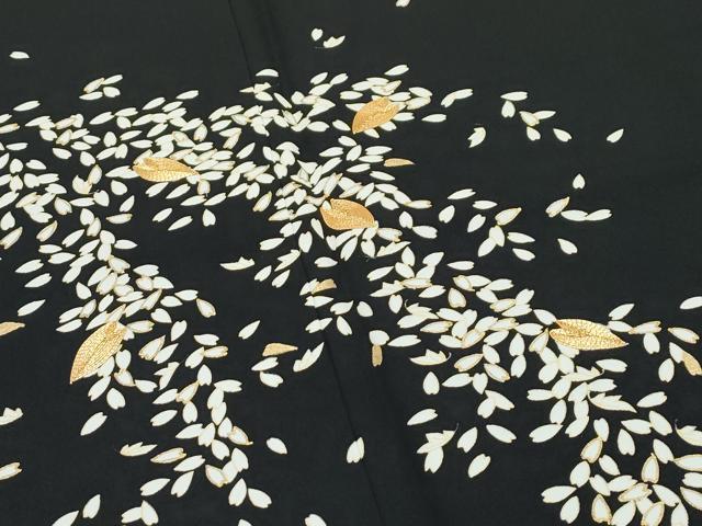 平和屋本店●極上　朝丘雪路　訪問着　駒刺繍　舞花弁　黒地　金彩　逸品　CZAA5312s6