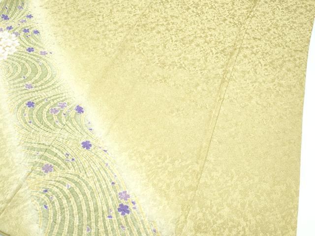 平和屋着物●極上　訪問着　絞り　草花七宝文　暈し染め　金通し地　木蘭色地　逸品　CZAA5313s6