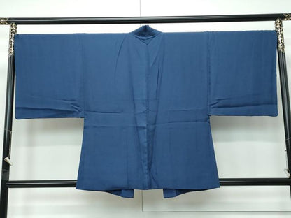 平和屋着物●極上　男性　色無地　鉄御納戸色　お召縮緬　アンサンブル　逸品　CZAA5315s6